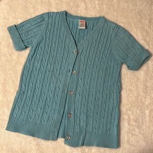 EUC Gymboree small 5-6 light blue girls short sleeve sweater cardigan